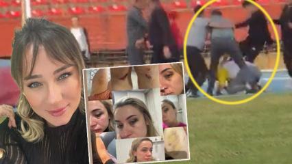 Şiddet g&ouml;ren &ouml;ğretmenin ağabeyinden eski eşe stadyumda meydan dayağı