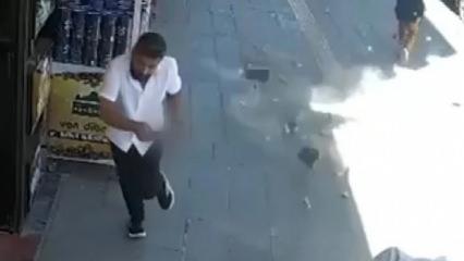 Van'da &ouml;l&uuml;mden kıl payı kurtuluş: Binadan kopan beton par&ccedil;alar teğet ge&ccedil;ti