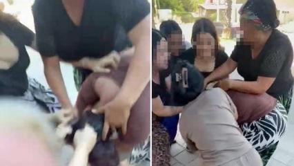 &Ccedil;ocuğunun g&ouml;z&uuml; &ouml;n&uuml;nde dehşet: 5 kadın, 1 anneyi d&ouml;v&uuml;p videoya &ccedil;ekti