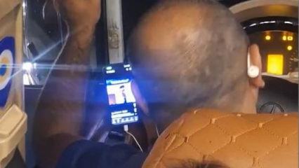 Esenyurt&rsquo;ta minib&uuml;s şof&ouml;r&uuml;n&uuml;n seyir halindeyken video izlediği anlar kamerada