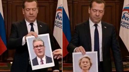 Medvedev AB liderlerinin fotoğraflarını kağıt &ouml;ğ&uuml;t&uuml;c&uuml;ye attı