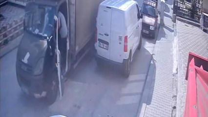 Kahraman fırıncı faciayı &ouml;nledi: Hareket halindeki kamyonete atladı!