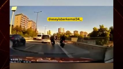 Motosikletlinin dikkatsizliği pahalıya patladı