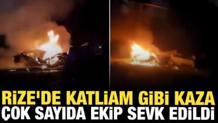 Rize'de feci kaza! &Ccedil;ok sayıda ekip sevk edildi