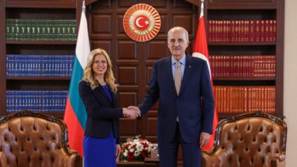 TBMM Başkanı Kurtulmuş, Bulgaristan Ulusal Meclisi Başkanı Dotsova ile g&ouml;r&uuml;şt&uuml;