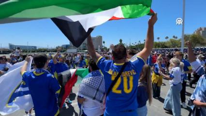 ABD ma&ccedil;ında Bosna Hersek taraftarlarından mest eden Filistin tezah&uuml;ratı