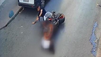 4 yaşındaki Şevval&rsquo;e motosiklet &ccedil;arptı! O anlar kamerada