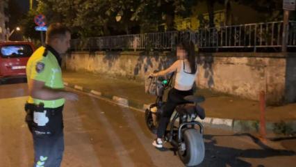 Elektrikli bisiklet s&uuml;r&uuml;c&uuml;s&uuml; alkoll&uuml; &ccedil;ıktı, 50 bin TL ceza kesildi