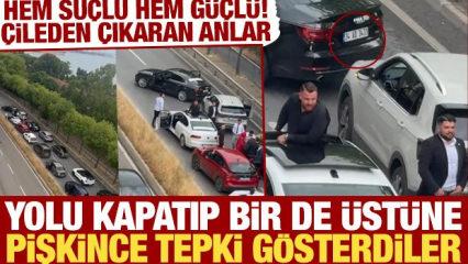 Hem su&ccedil;lu hem g&uuml;&ccedil;l&uuml;: Yolu kapatıp bir de &uuml;st&uuml;ne pişkince tepki g&ouml;sterdiler