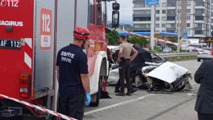 Giresun'da feci kaza: Park halindeki &ccedil;ekiciye &ccedil;arpan otomobildeki yolcu can verdi