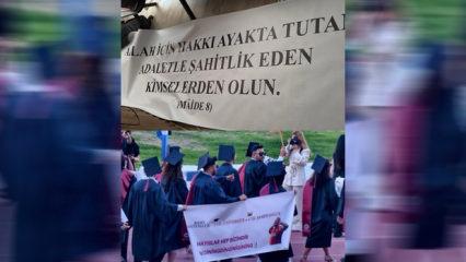 Eskişehir'de mezuniyet t&ouml;reninde ayet yazılı pankarta g&uuml;venlik engeli
