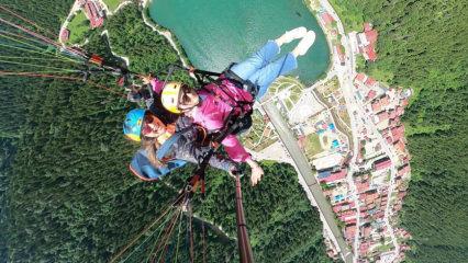 Kuş bakışı bir başka g&uuml;zel: Uzung&ouml;l'de yama&ccedil; paraş&uuml;t&uuml; sezonu başladı