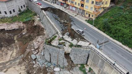 Rize&rsquo;de yol &ccedil;&ouml;kt&uuml;, 2 bina tedbir ama&ccedil;lı tahliye edildi