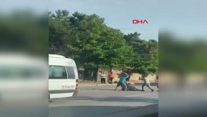 Trafikteki tartışmada sopalar konuştu