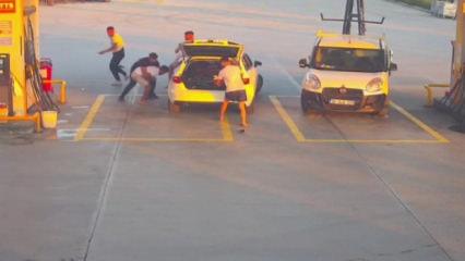 Yol verme tartışması: Akaryakıt istasyonunda tekmeli tokatlı kavgaya d&ouml;nd&uuml;