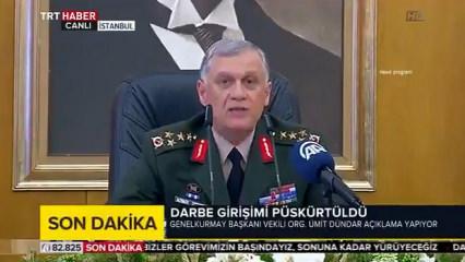 1. Ordu Komutanı Orgeneral &Uuml;mit D&uuml;ndar darbeyi bozguna uğrattığı anlar