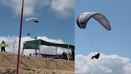 &Ccedil;orum'da yama&ccedil; paraş&uuml;t&uuml; pilotunun d&uuml;şme anı kamerada