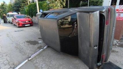 Elazığ'da otomobil yan yattı: 1 yaralı