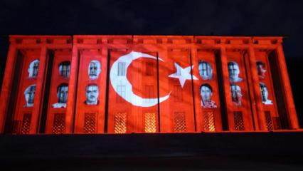 TBMM binasına 15 Temmuz şehitlerinin fotoğrafı yansıtıldı