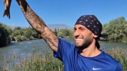 Hakan &Ccedil;alhanoğlu, memleketi Bayburt&rsquo;ta balık tuttu