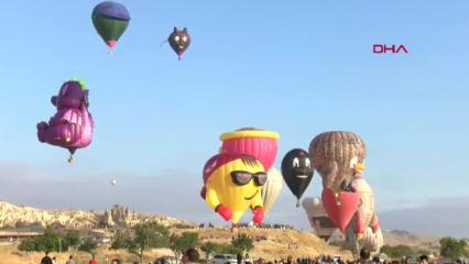 Kapadokya&rsquo;da fig&uuml;rl&uuml; balonlar, g&ouml;ky&uuml;z&uuml;n&uuml; renklendirdi