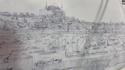 16. y&uuml;zyıl İstanbul panoraması T&uuml;rk ressamın elinde yeniden canlandı