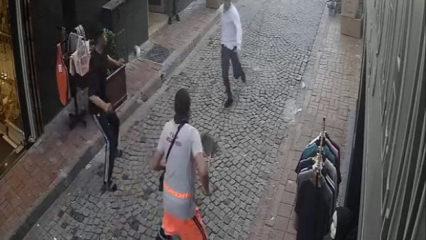 'Hırsız var!' &ccedil;ığlıkları sonrası vatandaş &ccedil;elme taktı temizlik&ccedil;i s&uuml;p&uuml;rgeyle vurdu!