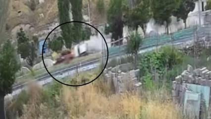 Gelin aracının lastiği patladı korkun&ccedil; anlar kameraya yansıdı