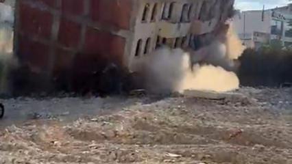 5 katlı bina tek dokunuşla unufak oldu