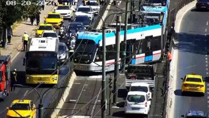 Beyoğlu'nda tramvay raydan &ccedil;ıktı