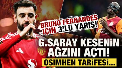 Bruno Fernandes i&ccedil;in 3&rsquo;l&uuml; yarış! G.Saray kesenin ağzını a&ccedil;tı: Osimhen tarifesi