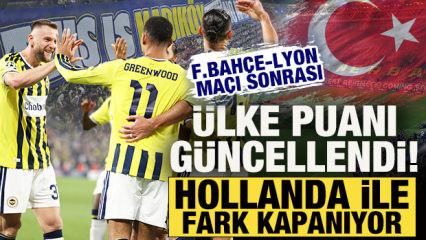 Fenerbah&ccedil;e-Lyon ma&ccedil;ı sonrası UEFA &uuml;lke puanı g&uuml;ncellendi! Hollanda ile fark kapanıyor