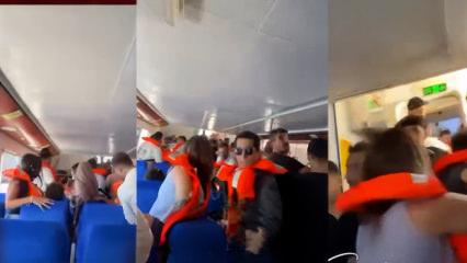 Girne a&ccedil;ıklarından batan gemideki panik anları kamerada