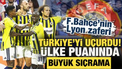 Fenerbah&ccedil;e&rsquo;nin Lyon zaferi T&uuml;rkiye&rsquo;yi u&ccedil;urdu! &Uuml;lke Puanında b&uuml;y&uuml;k sı&ccedil;rama