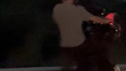 Beykoz&rsquo;da motosikletlinin tek teker şovu trafiği tehlikeye attı