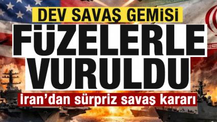 Dev u&ccedil;ak gemisi f&uuml;zelerle vuruldu! İran duyurdu! S&uuml;rpriz savaş kararı
