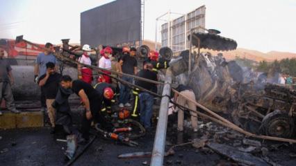 İran&rsquo;da facia zincirleme kaza: Yakıt tankeri patladı! 11 &ouml;l&uuml;