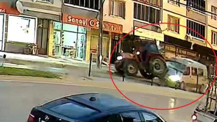 Fren yerine gaza bastı, dehşet sa&ccedil;tı! Feci kaza kamerada
