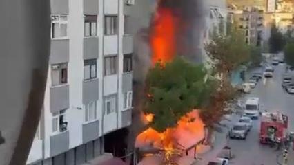 Kartal&rsquo;da market alev alev yandı