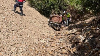 Korkun&ccedil; &ouml;l&uuml;m: Motosiklet u&ccedil;uruma yuvarlandı!