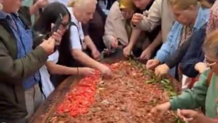3 metrelik tepside İskender! G&ouml;ren koştu, 700 kişi b&ouml;yle yedi