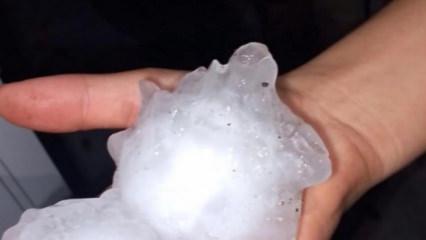 Adana'da yumruk b&uuml;y&uuml;kl&uuml;ğ&uuml;nde dolu yağışı tarım arazilerine zarar verdi