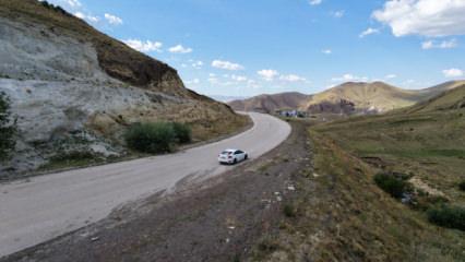 Erzurum'da akılalmaz yol: Ara&ccedil;lar vites boştayken yokuş yukarı gidiyor