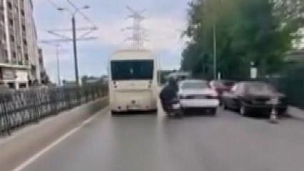 Sultangazi'de hatalı sollama kazası kask kamerasında