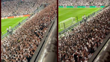 Beşiktaş taraftarından Marsilya Ma&ccedil;ında g&ouml;rkemli trib&uuml;n şovu