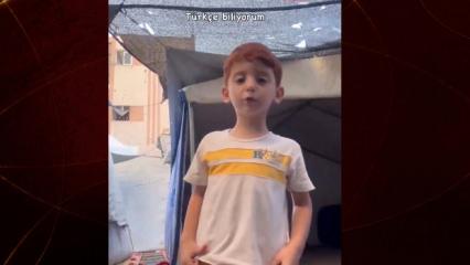 Gazzeli minik Amro'dan kalpleri ısıtan mesaj: "Merhaba, T&uuml;rk&ccedil;e biliyorum!