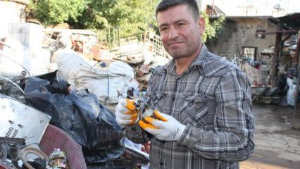Hatay'da 50 bin par&ccedil;a hurdayla B&uuml;y&uuml;k İskender heykelini yaptı! G&ouml;ren bir daha bakıyor 
