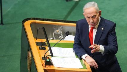 Netanyahu BM k&uuml;rs&uuml;s&uuml;ne bombayla geldi! Şifre &ccedil;&ouml;z&uuml;ld&uuml;: Kirli niyeti bambaşkaymış...