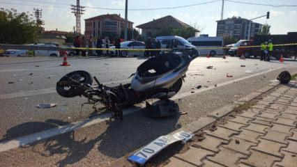 Otomobille &ccedil;arpışan elektrikli bisikletin s&uuml;r&uuml;c&uuml;s&uuml; liseli ağır yaralandı