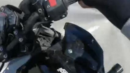 Eskişehir'de motosiklet kazası kask kamerasında